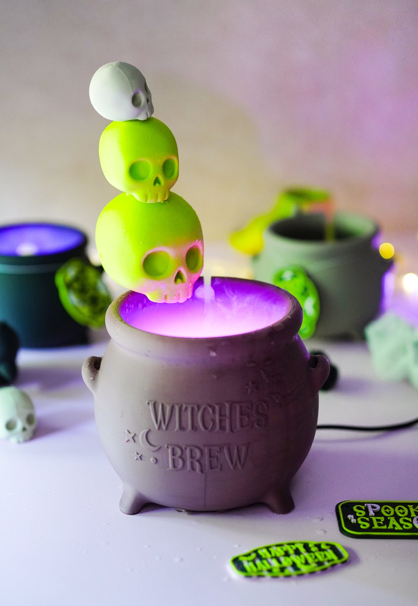 Morva Hexenkessel – Modulares Halloween Deko-Set | STL & 3MF für Vernebler, Windlicht & Schale