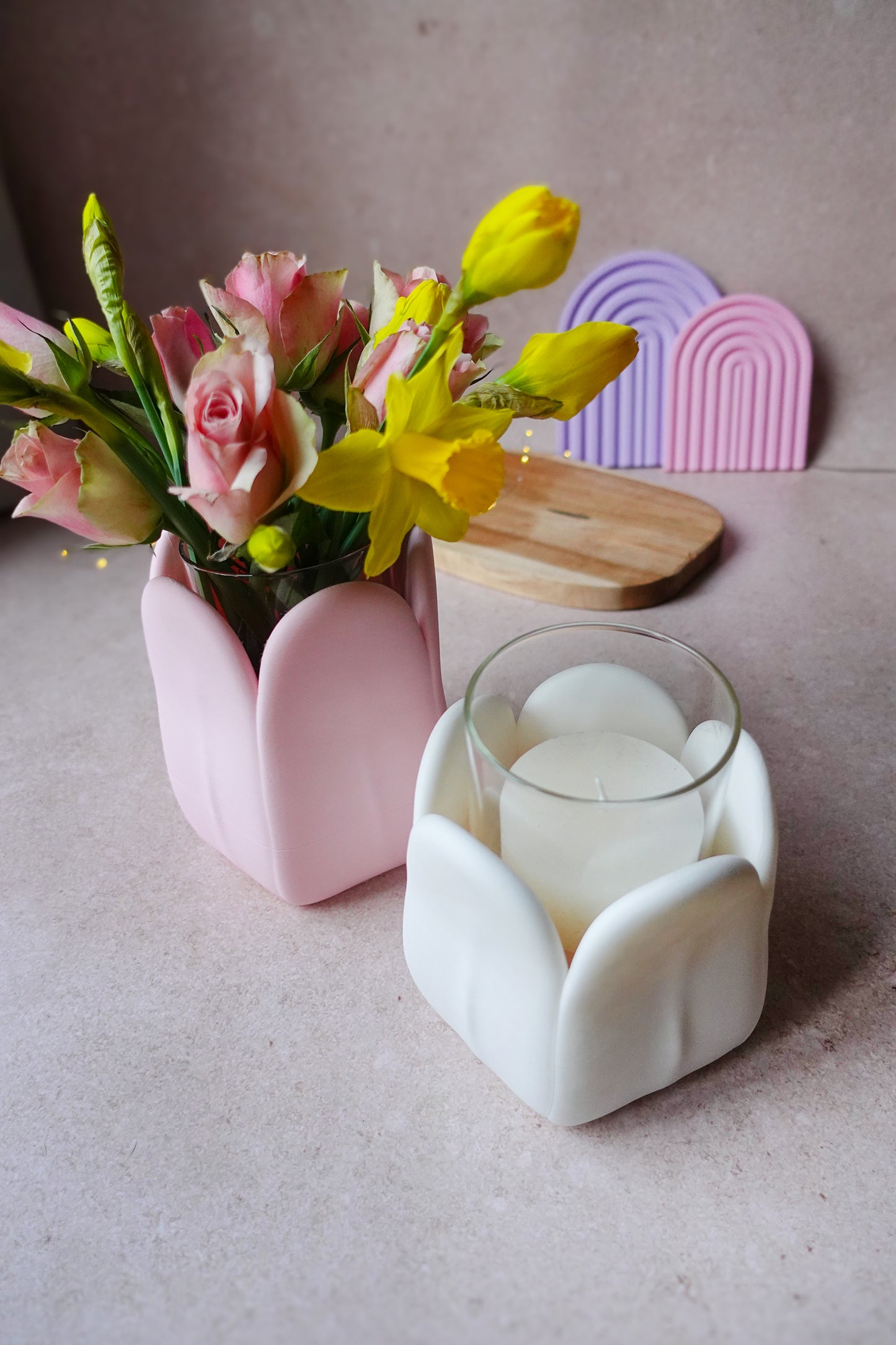 Blüte Vase 3D Druckdatei | STL & 3MF | Set