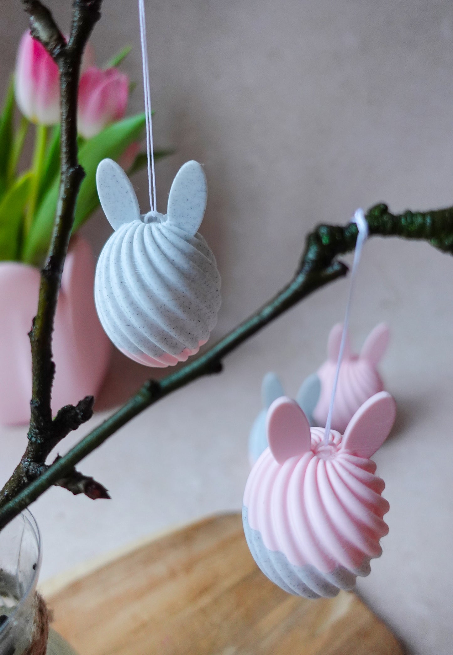 Swirl Hasen Anhänger – 3D Druckdatei STL & 3MF | Moderne Osterdeko zum Aufhängen