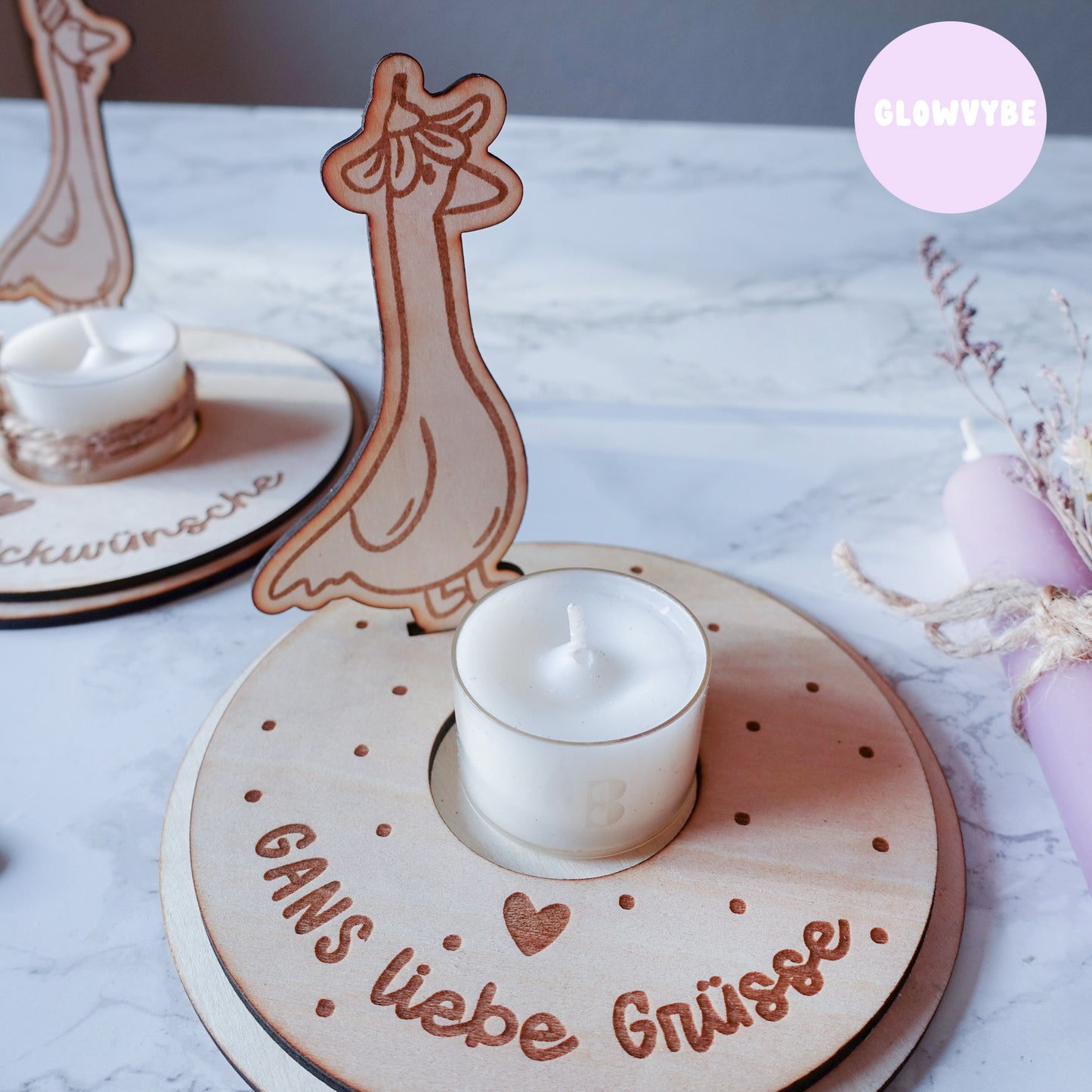 Laserdatei Gans Teelichthalter