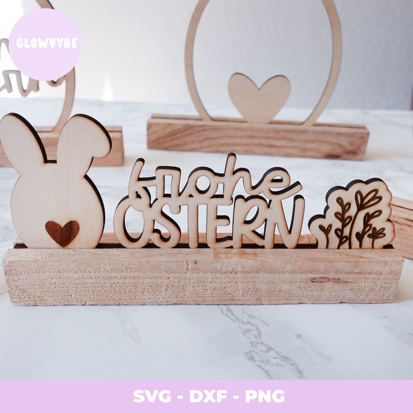 SVG Ostern Deko Laserdatei Schriftzug frohe Ostern Osterhase Hase PNG inkl. Gewerbelizenz