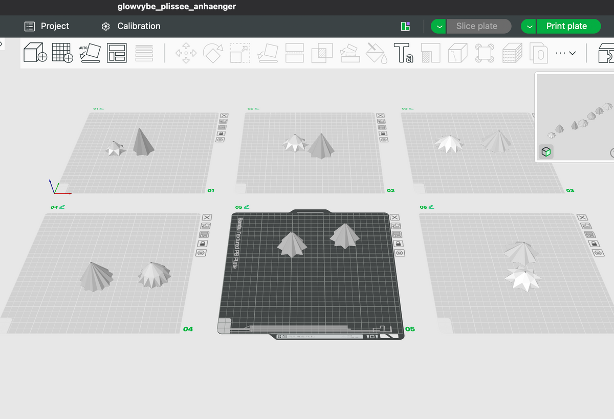 Plissee Anhänger – 6er Set | STL & 3MF 3D-Druckdateien