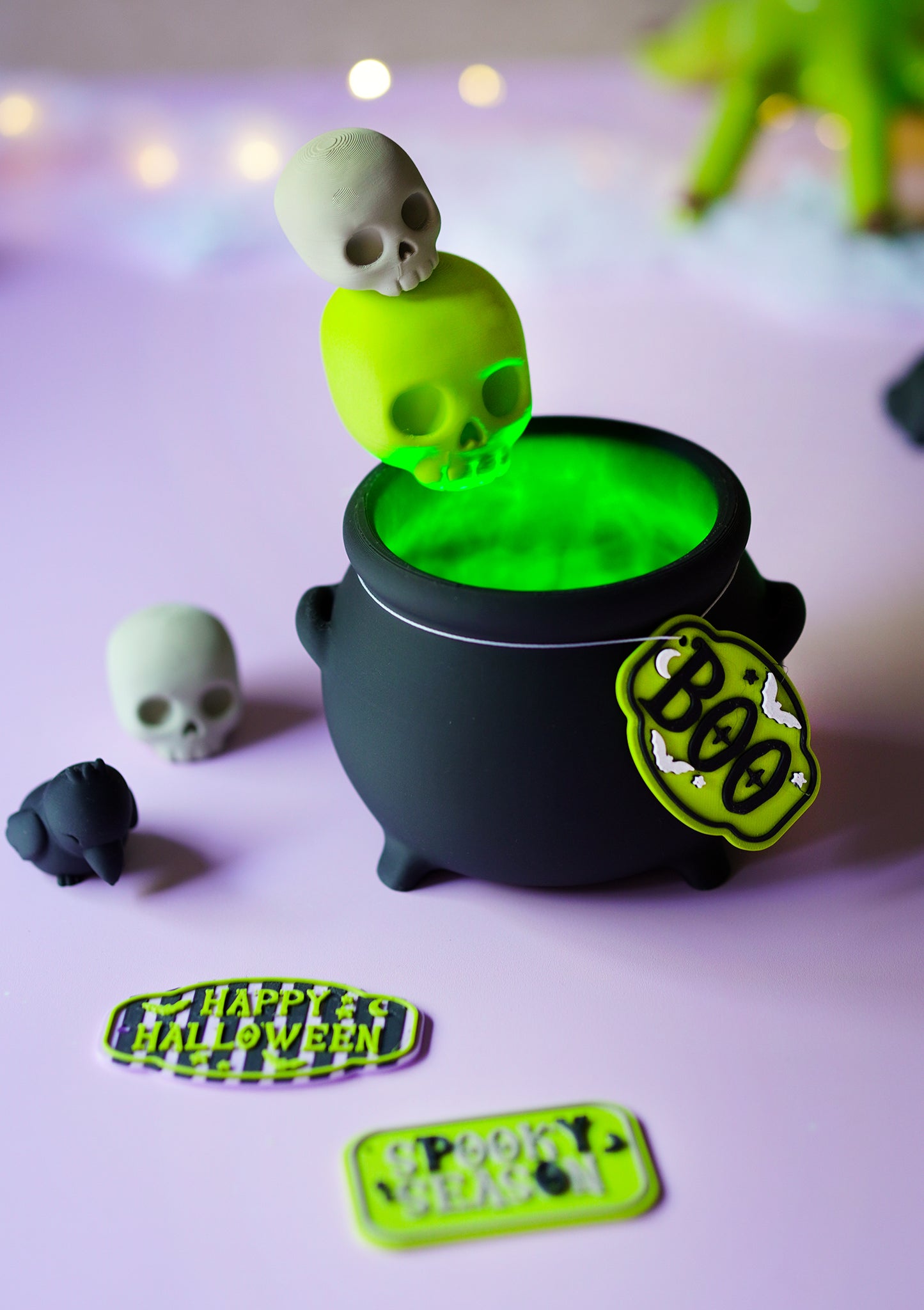 Morva Hexenkessel – Modulares Halloween Deko-Set | STL & 3MF für Vernebler, Windlicht & Schale