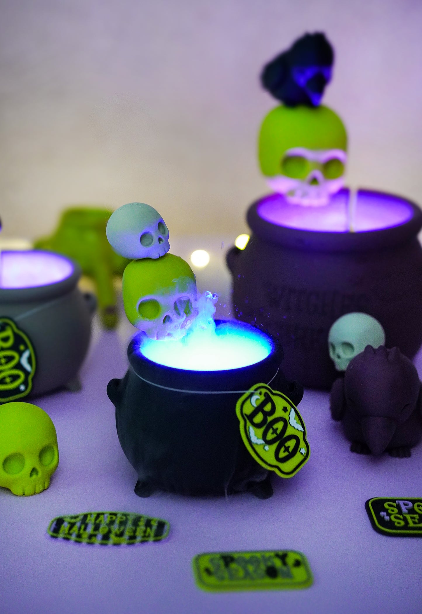 Morva Hexenkessel – Modulares Halloween Deko-Set | STL & 3MF für Vernebler, Windlicht & Schale