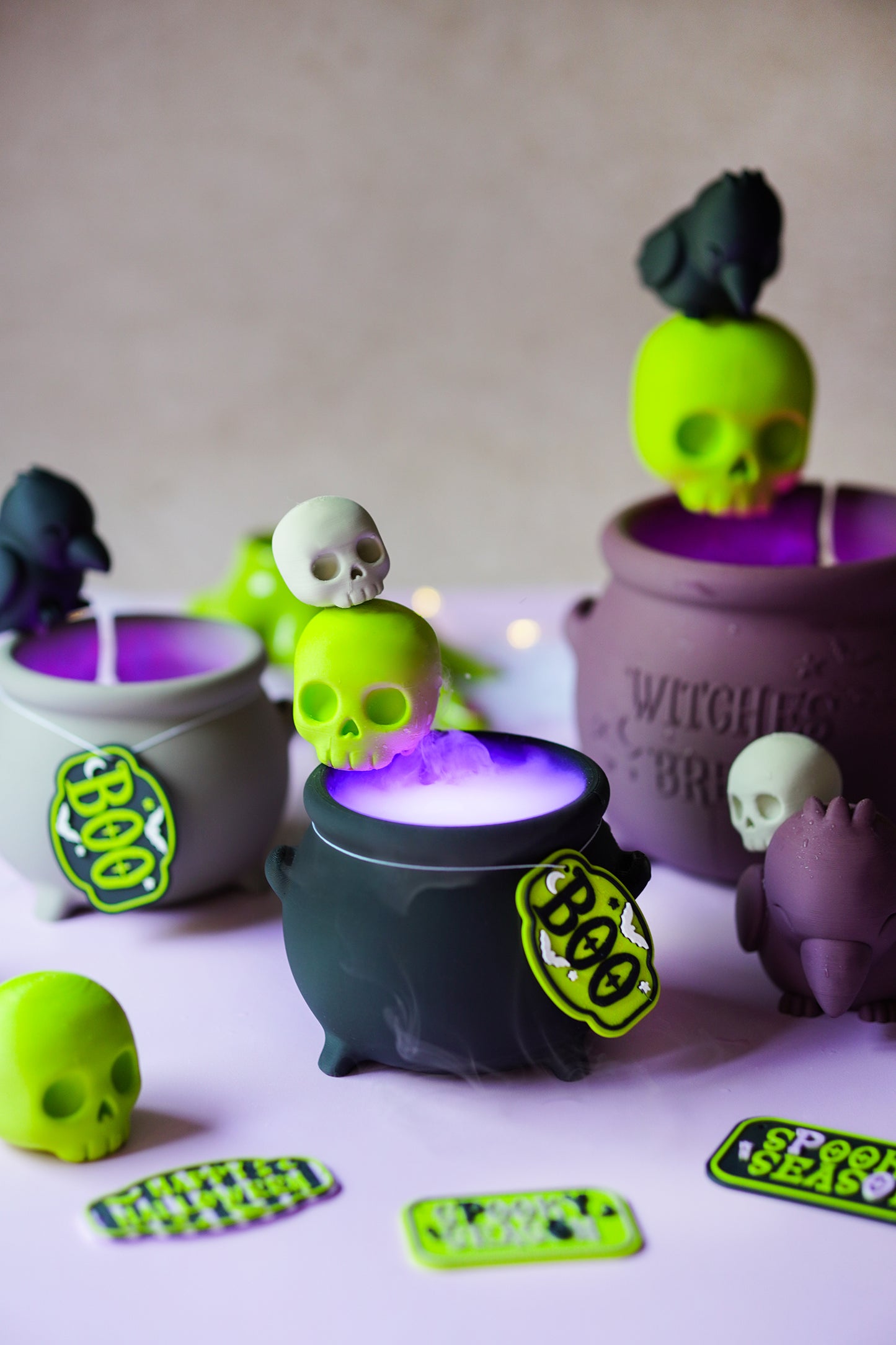 Morva Hexenkessel – Modulares Halloween Deko-Set | STL & 3MF für Vernebler, Windlicht & Schale