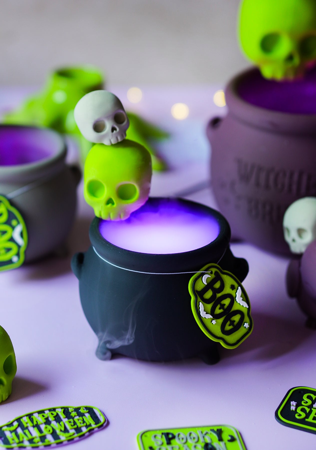 Morva Hexenkessel – Modulares Halloween Deko-Set | STL & 3MF für Vernebler, Windlicht & Schale