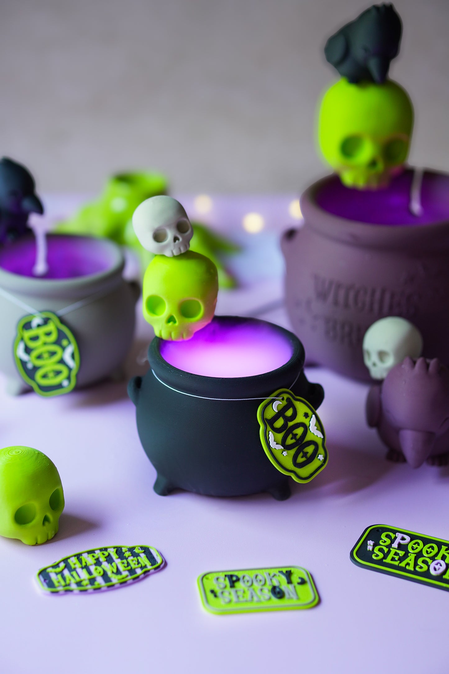 Morva Hexenkessel – Modulares Halloween Deko-Set | STL & 3MF für Vernebler, Windlicht & Schale