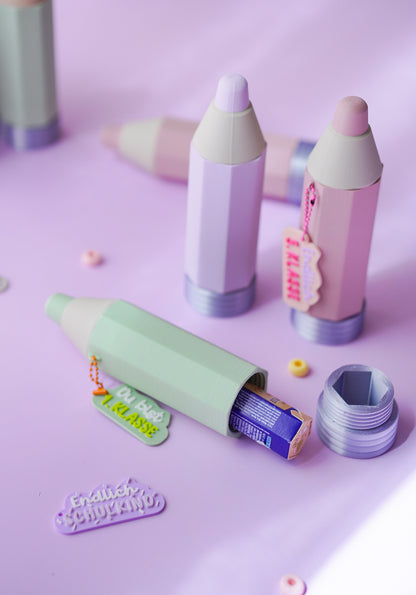 Stift TOVI Geschenk Einschulung für Smarties & Geldgeschenke | STL & 3MF Datei | Wiederverwendbares Geheimversteck
