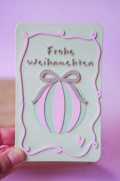 Frohe Weihnachten Glowcard – moderne Weihnachtskarte als 3D-Druckdatei | STL & 3MF