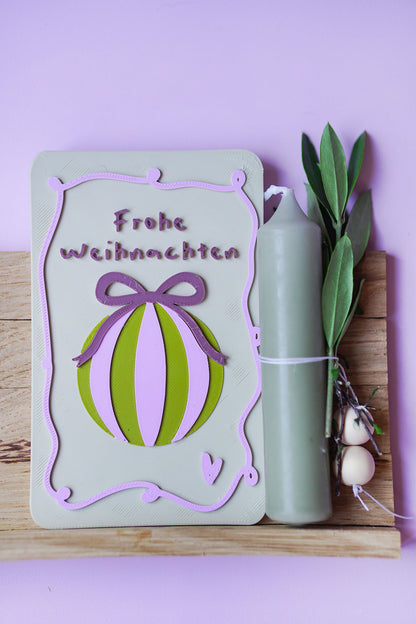 Frohe Weihnachten Glowcard – moderne Weihnachtskarte als 3D-Druckdatei | STL & 3MF