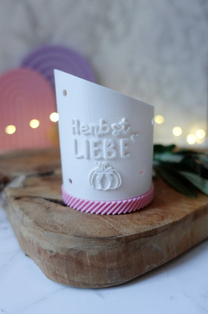 Herbst Windlicht „Herbstliebe“ – 3D Druckdatei (STL & 3MF) inkl. Sockel