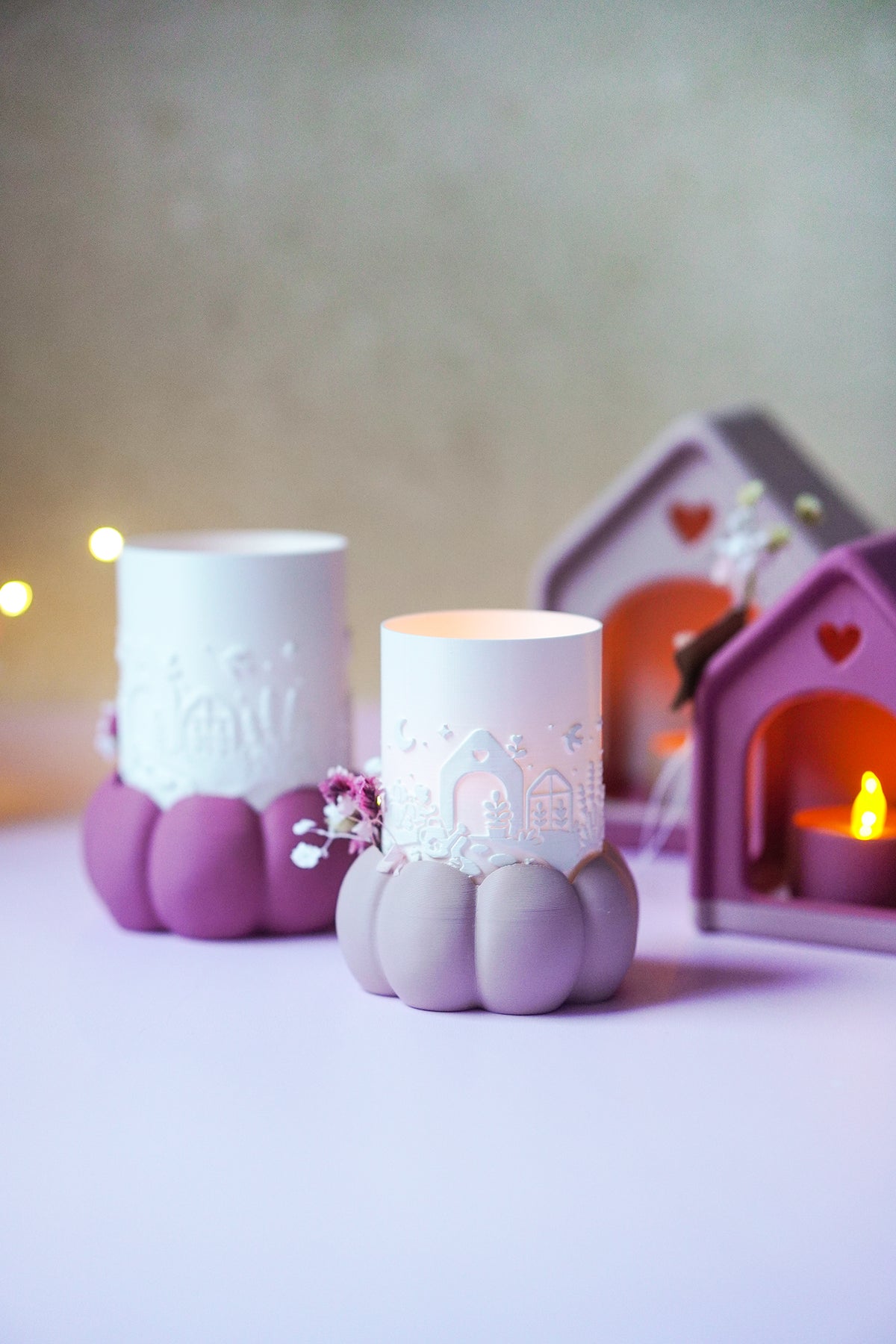 Elora Cottage Windlicht – 3D-Druckdatei mit Kürbissockel