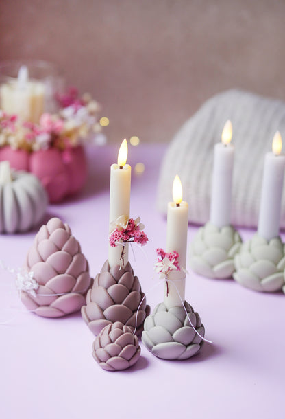 Tannenzapfen Kerzenhalter – Einzel, 3er & Adventskranz | STL & 3MF 3D Druck Datei