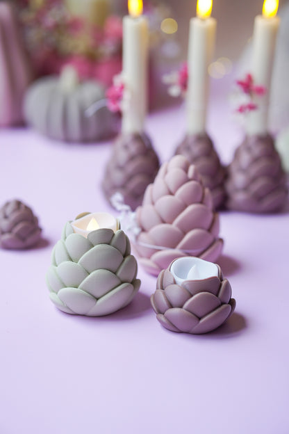 Tannenzapfen Kerzenhalter – Einzel, 3er & Adventskranz | STL & 3MF 3D Druck Datei