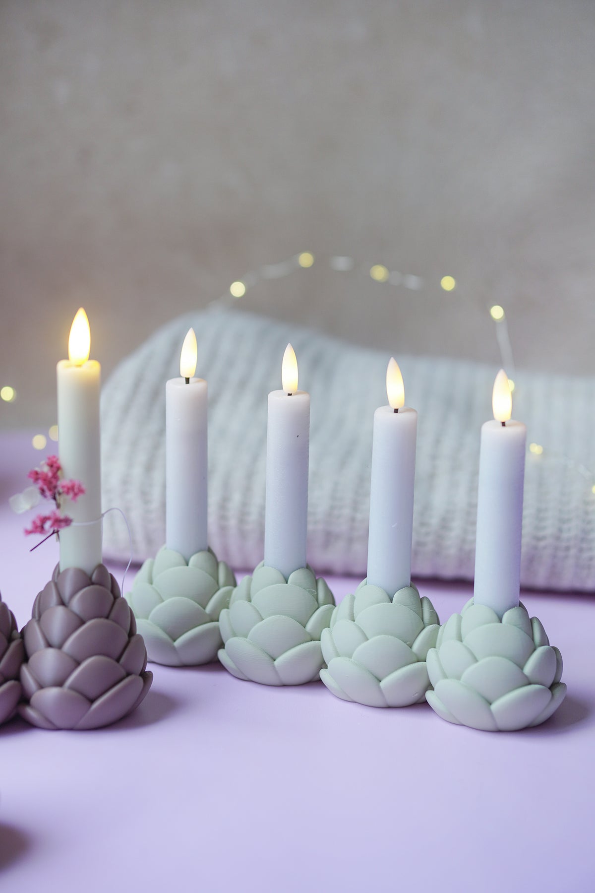 Tannenzapfen Kerzenhalter – Einzel, 3er & Adventskranz | STL & 3MF 3D Druck Datei