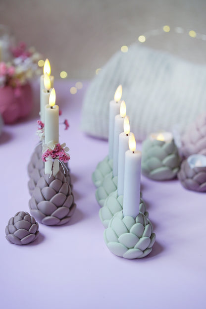 Tannenzapfen Kerzenhalter – Einzel, 3er & Adventskranz | STL & 3MF 3D Druck Datei