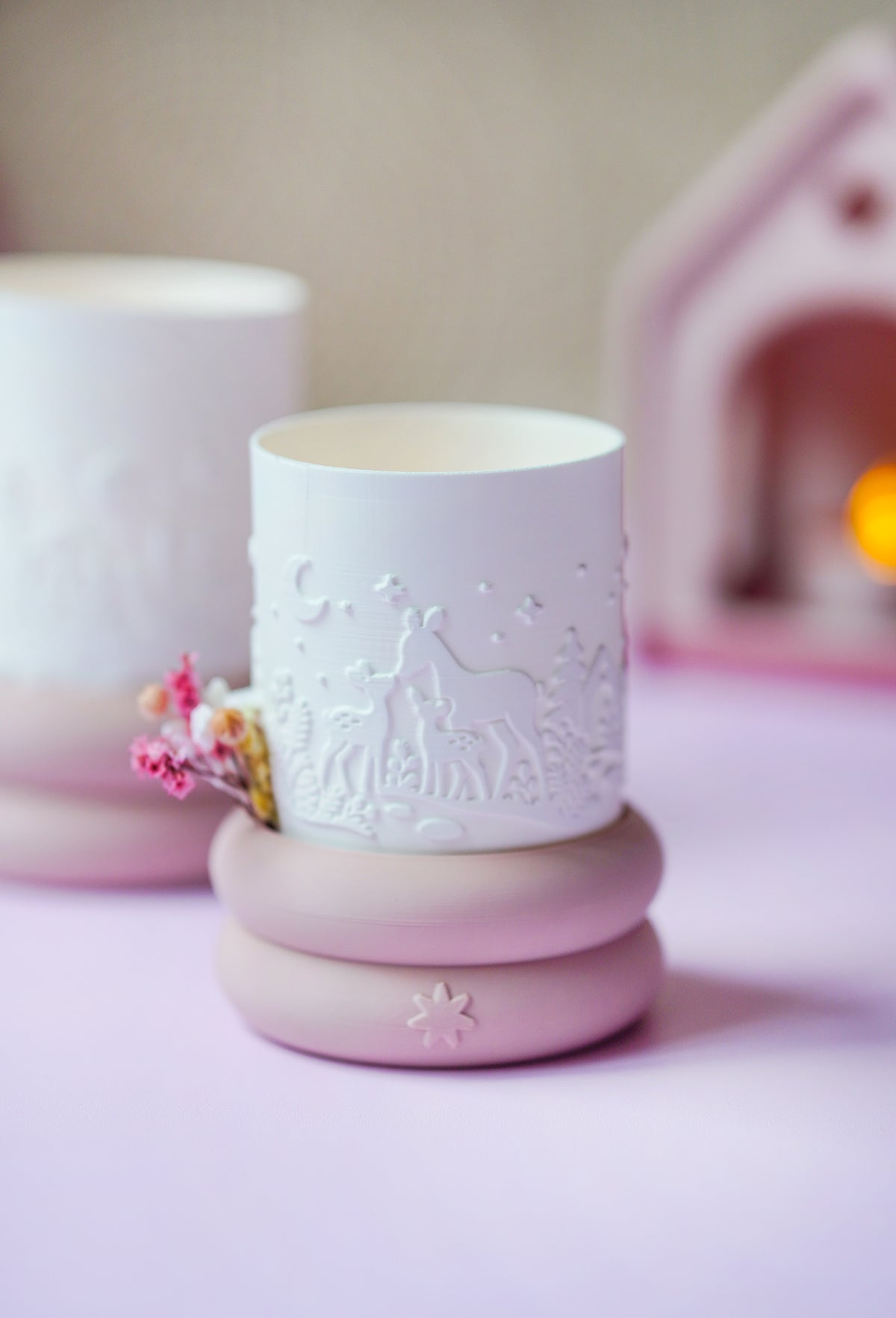 Winter Windlicht mit Rehen – STL & 3MF Datei für den 3D-Druck