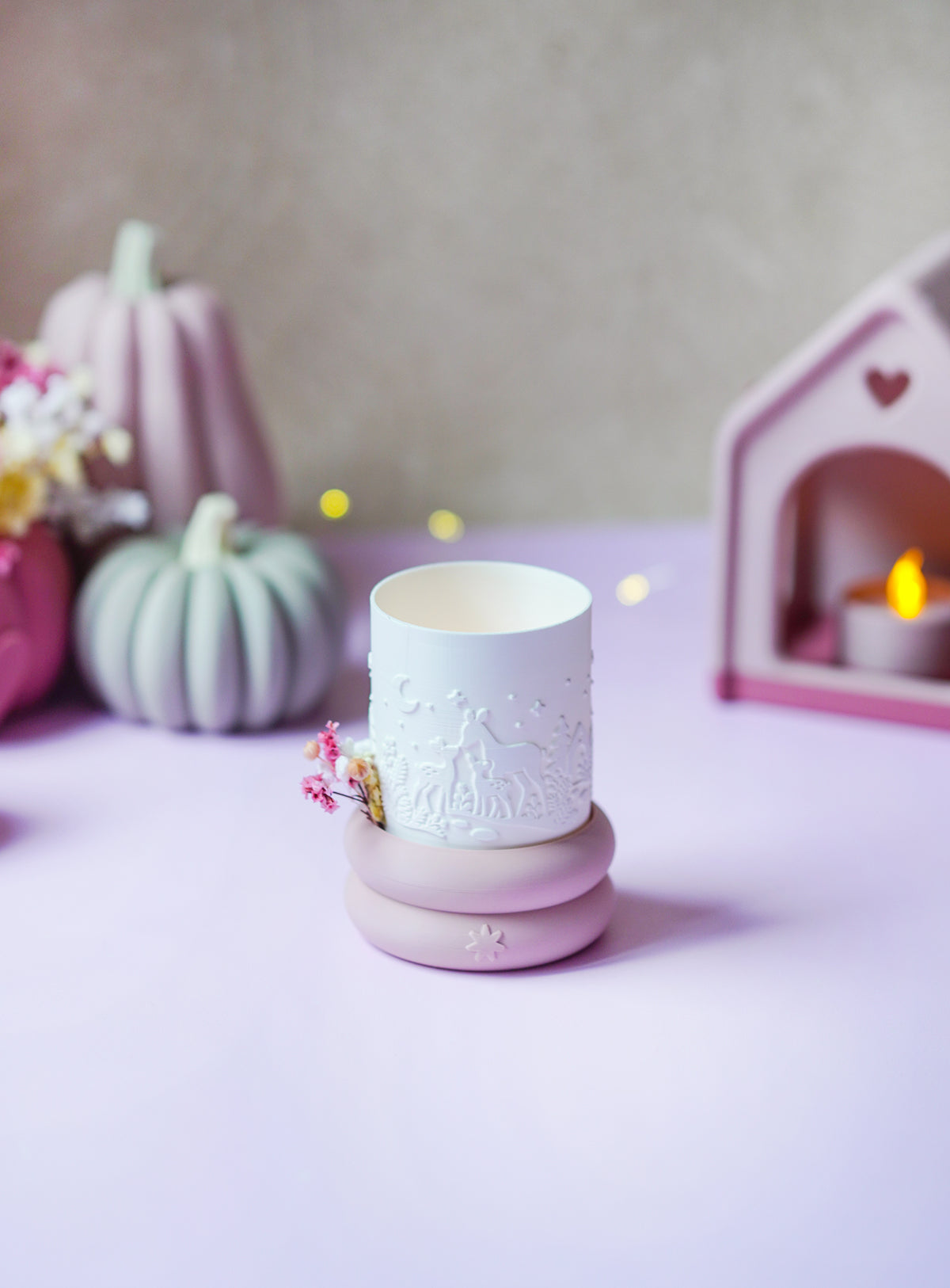 Winter Windlicht mit Rehen – STL & 3MF Datei für den 3D-Druck