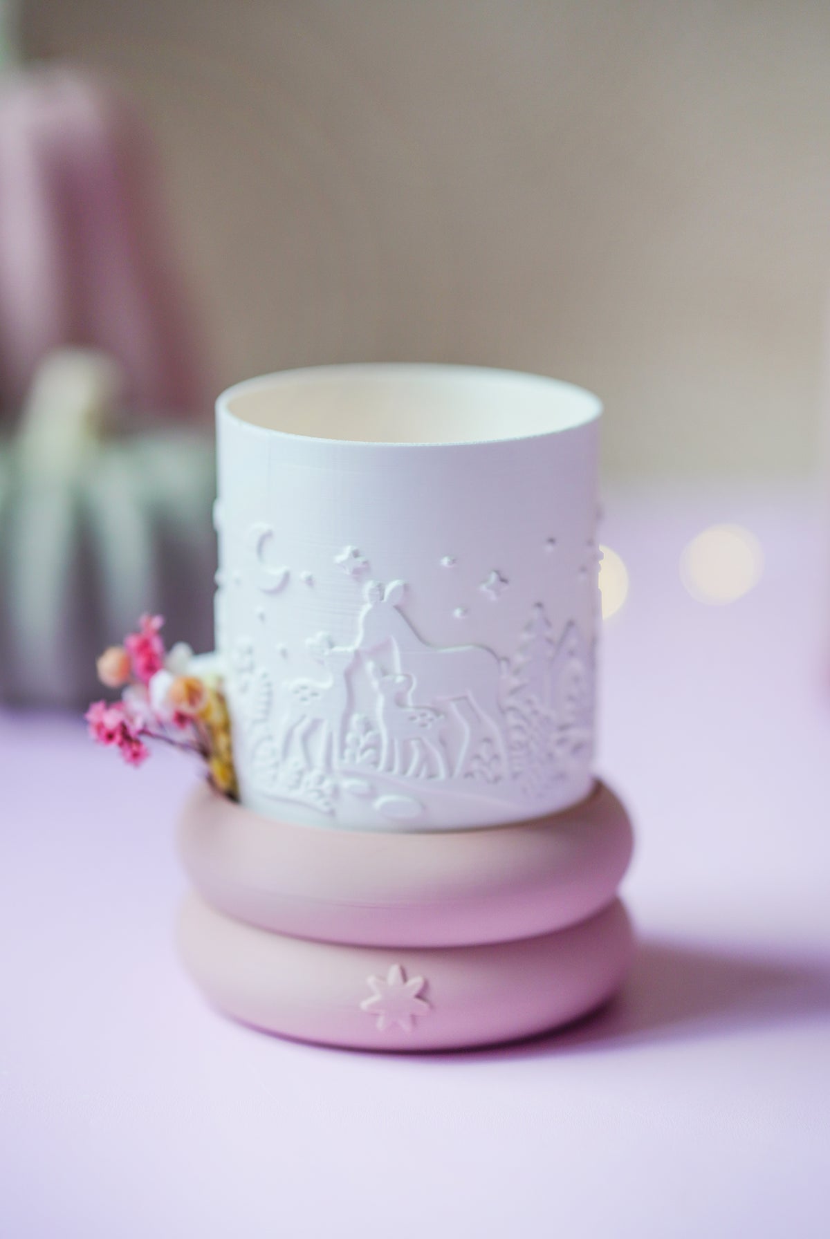 Winter Windlicht mit Rehen – STL & 3MF Datei für den 3D-Druck