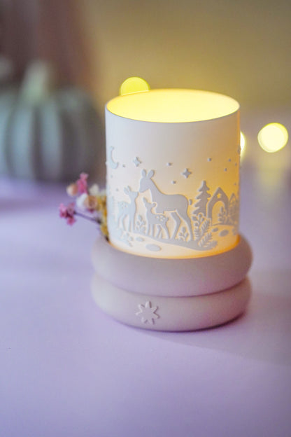 Winter Windlicht mit Rehen – STL & 3MF Datei für den 3D-Druck