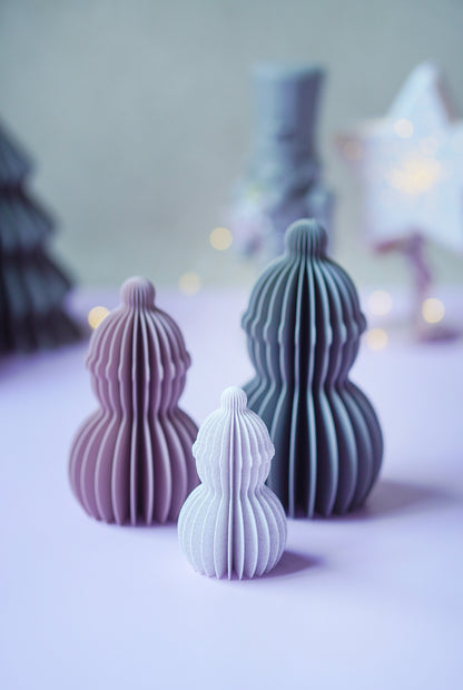Fächer-Schneemänner Set – moderne Winterdeko | STL & 3MF
