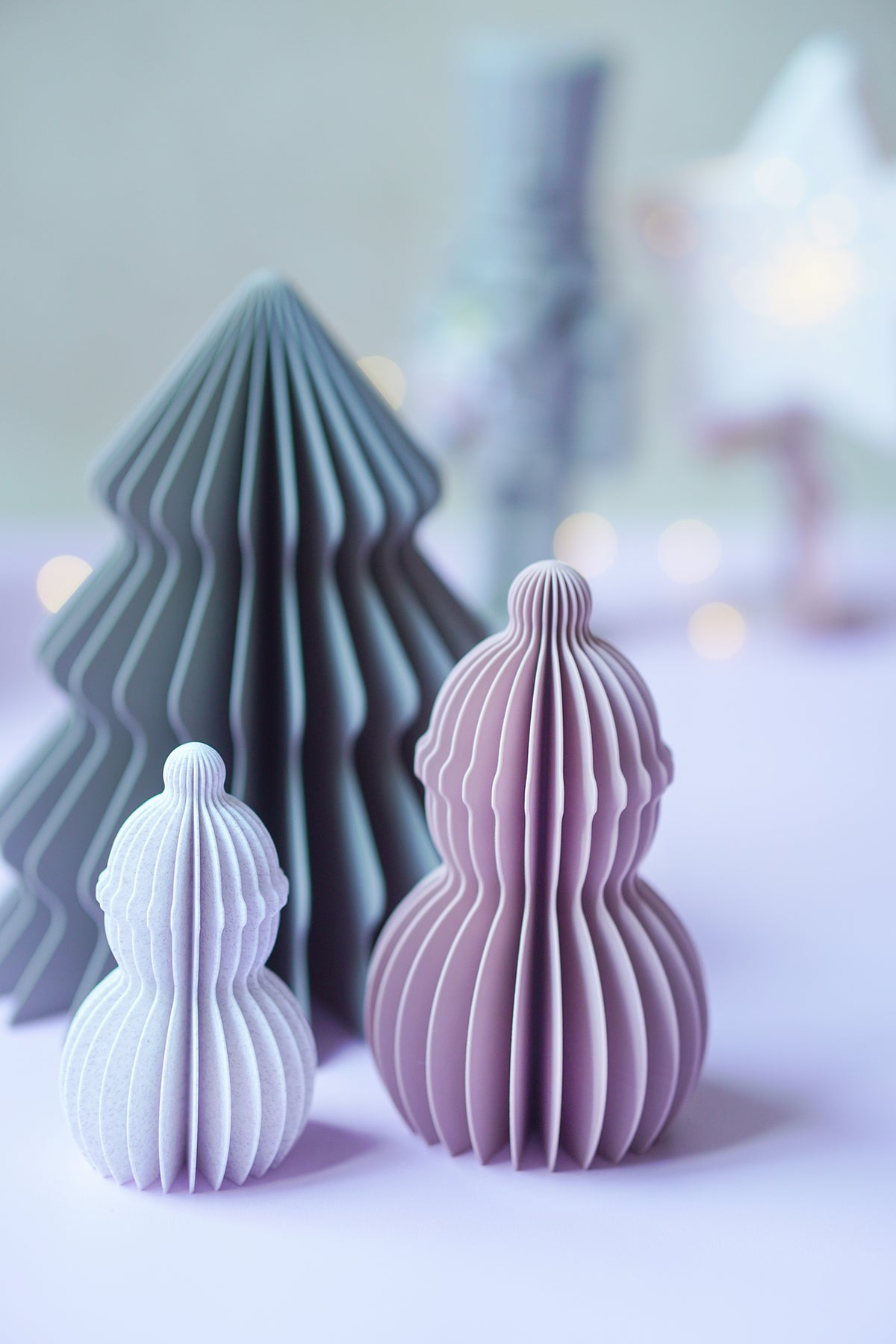 Fächer-Schneemänner Set – moderne Winterdeko | STL & 3MF