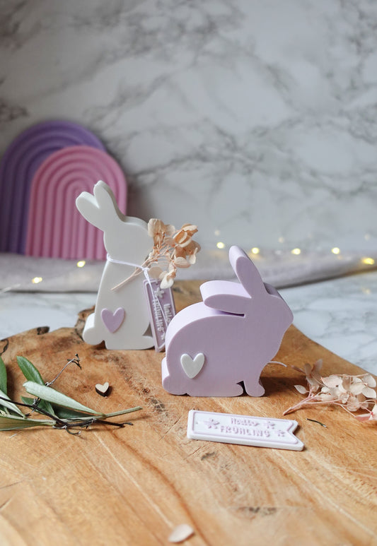 3D Druckdatei Hasenfiguren – Osterdeko & Frühlingsdeko – STL & 3MF inkl. gratis „Hallo Frühling“ Anhänger