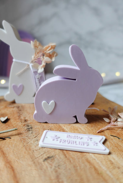 3D Druckdatei Hasenfiguren – Osterdeko & Frühlingsdeko – STL & 3MF inkl. gratis „Hallo Frühling“ Anhänger