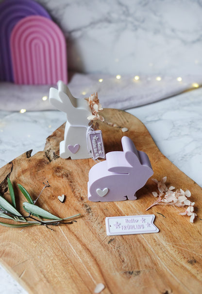 3D Druckdatei Hasenfiguren – Osterdeko & Frühlingsdeko – STL & 3MF inkl. gratis „Hallo Frühling“ Anhänger