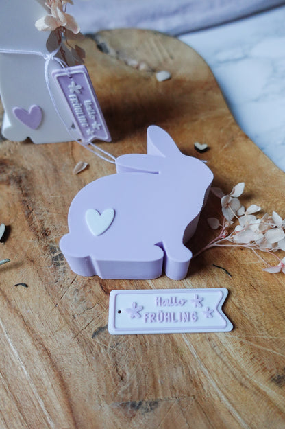 3D Druckdatei Hasenfiguren – Osterdeko & Frühlingsdeko – STL & 3MF inkl. gratis „Hallo Frühling“ Anhänger