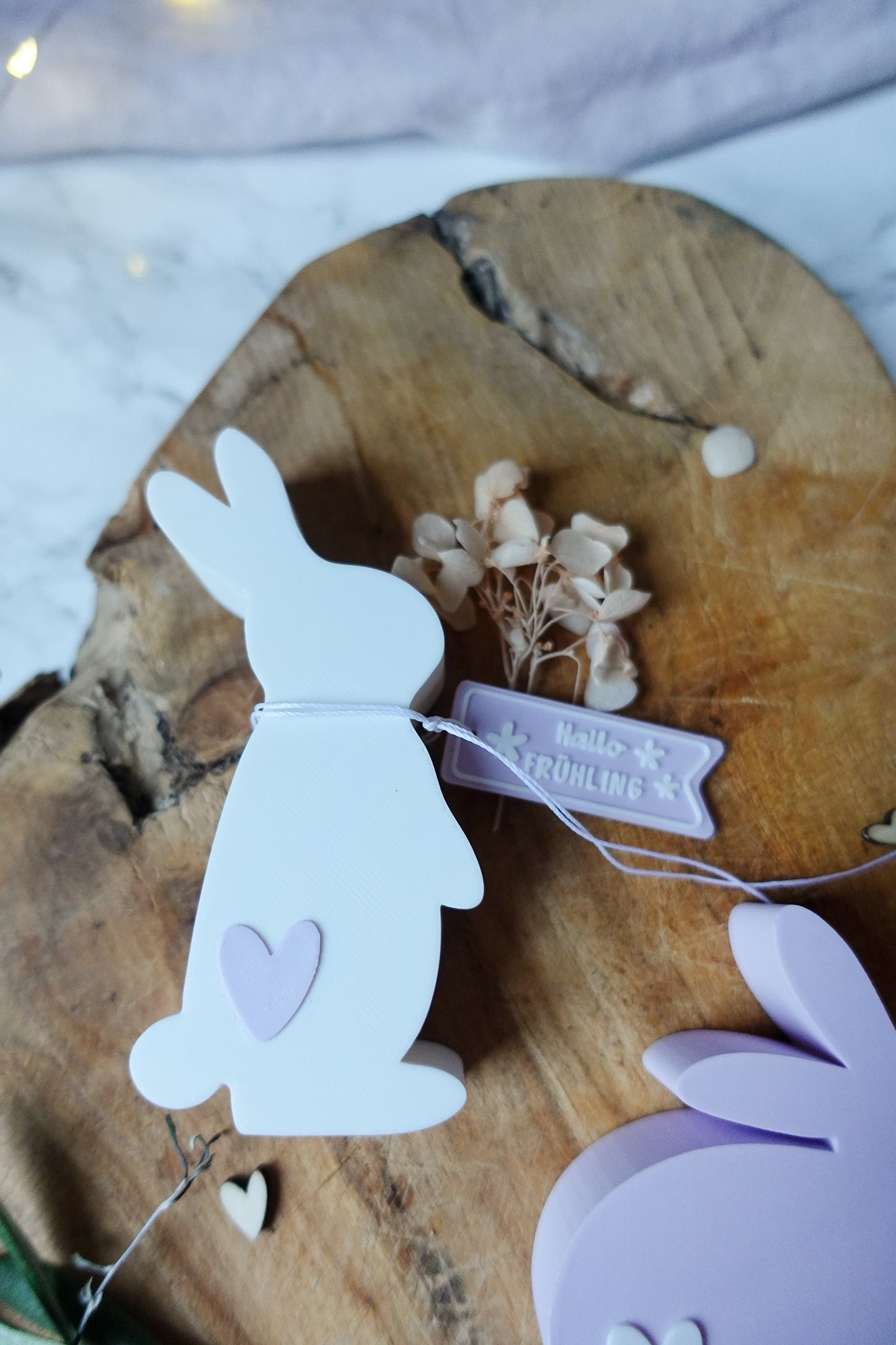 3D Druckdatei Hasenfiguren – Osterdeko & Frühlingsdeko – STL & 3MF inkl. gratis „Hallo Frühling“ Anhänger