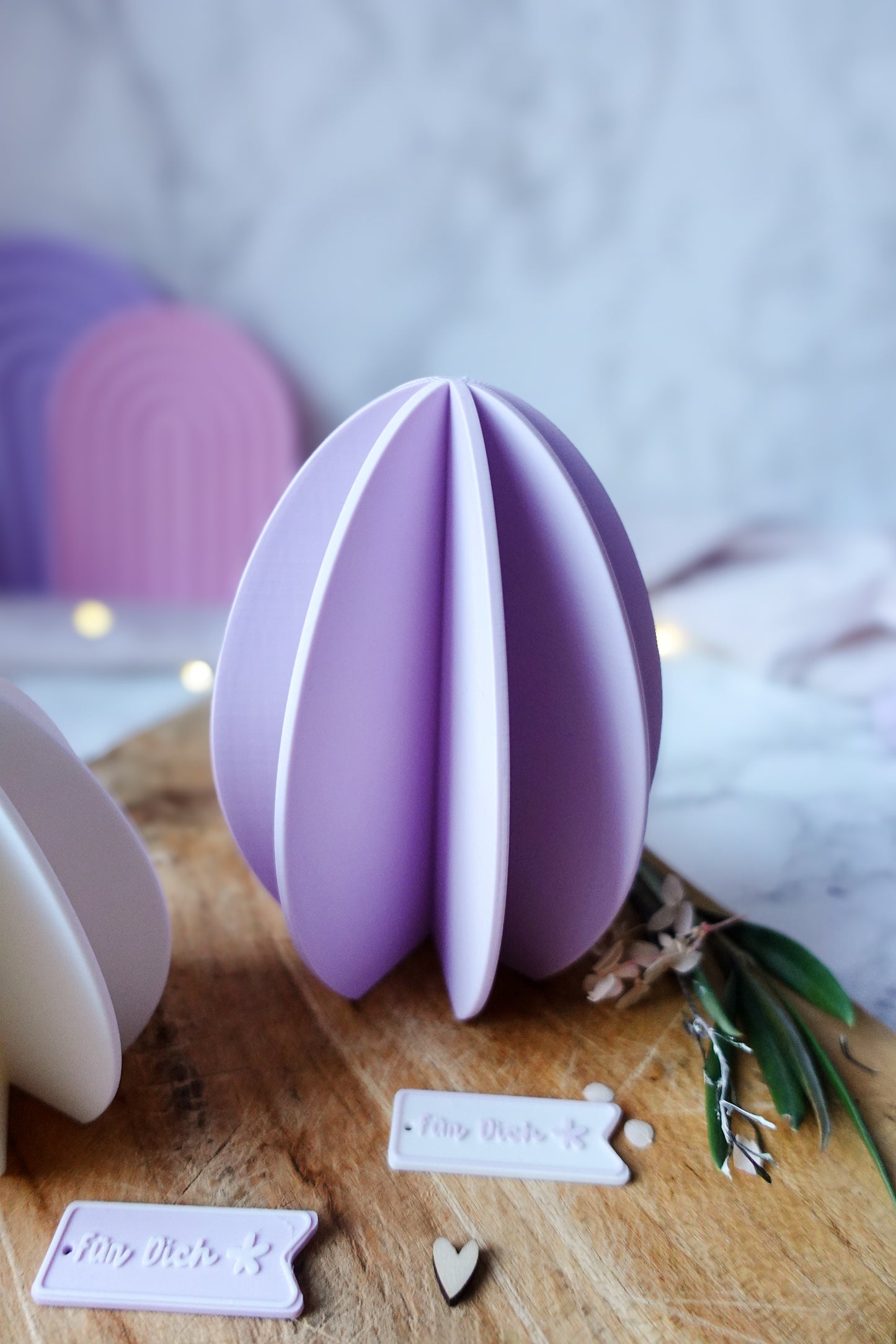 3D Druckdatei Modernes Osterei | STL & 3MF | Frühlings- und Osterdeko | Gratis „Für dich“ Anhänger