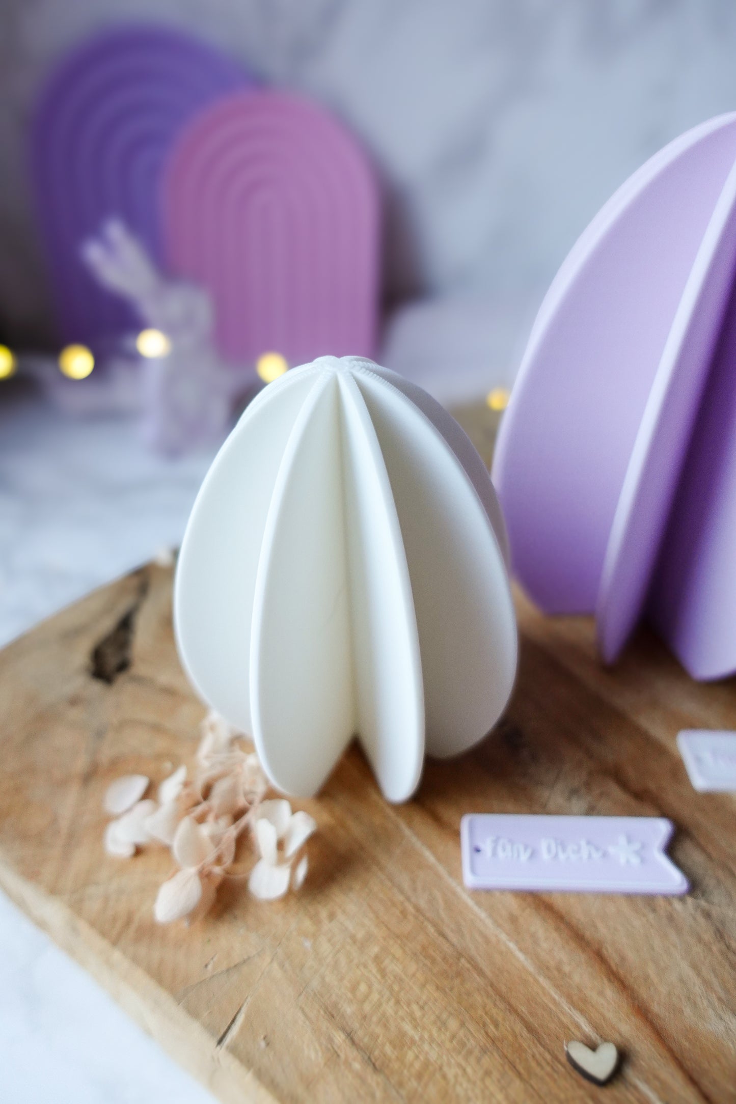 3D Druckdatei Modernes Osterei | STL & 3MF | Frühlings- und Osterdeko | Gratis „Für dich“ Anhänger