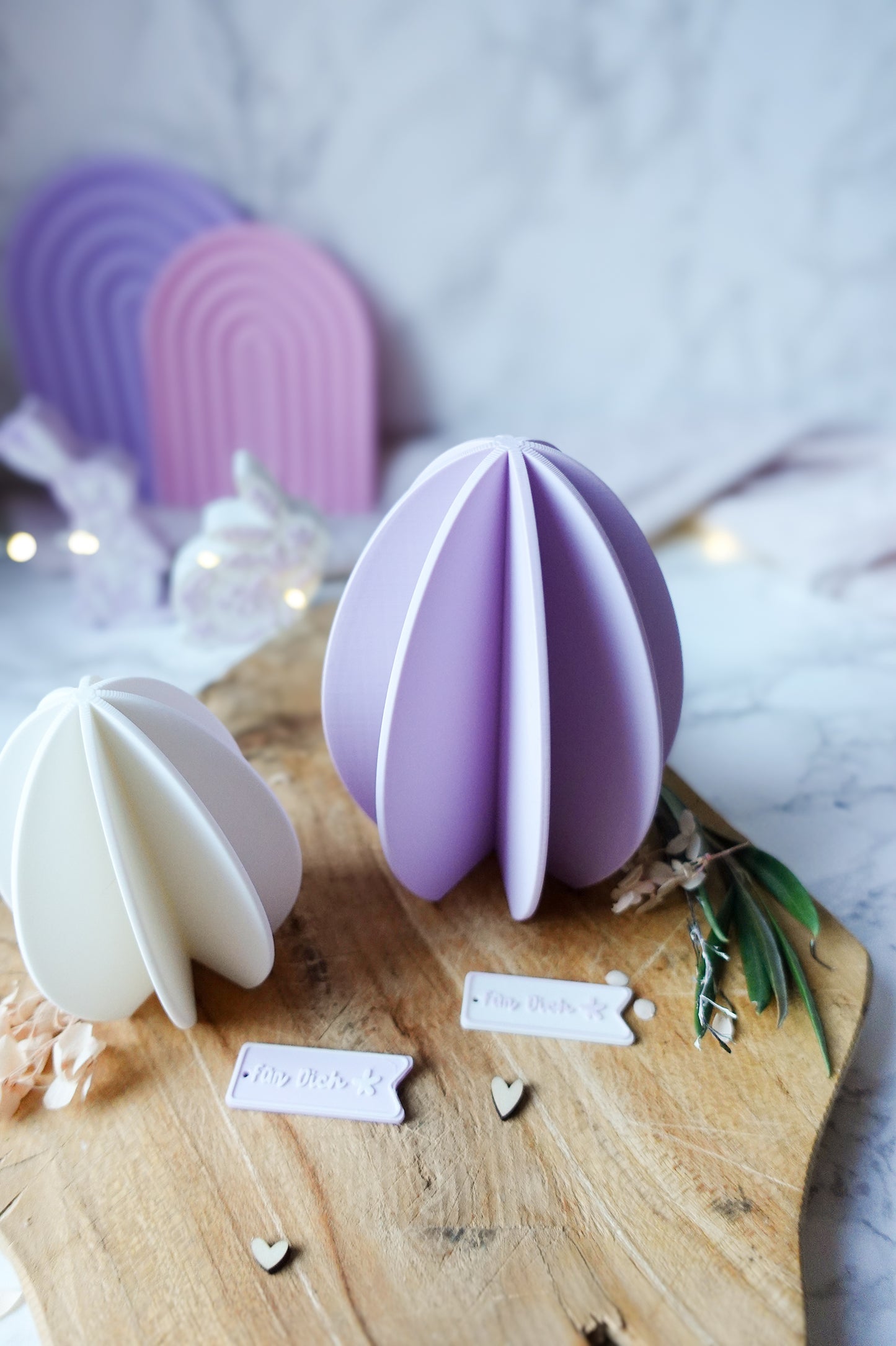 3D Druckdatei Modernes Osterei | STL & 3MF | Frühlings- und Osterdeko | Gratis „Für dich“ Anhänger