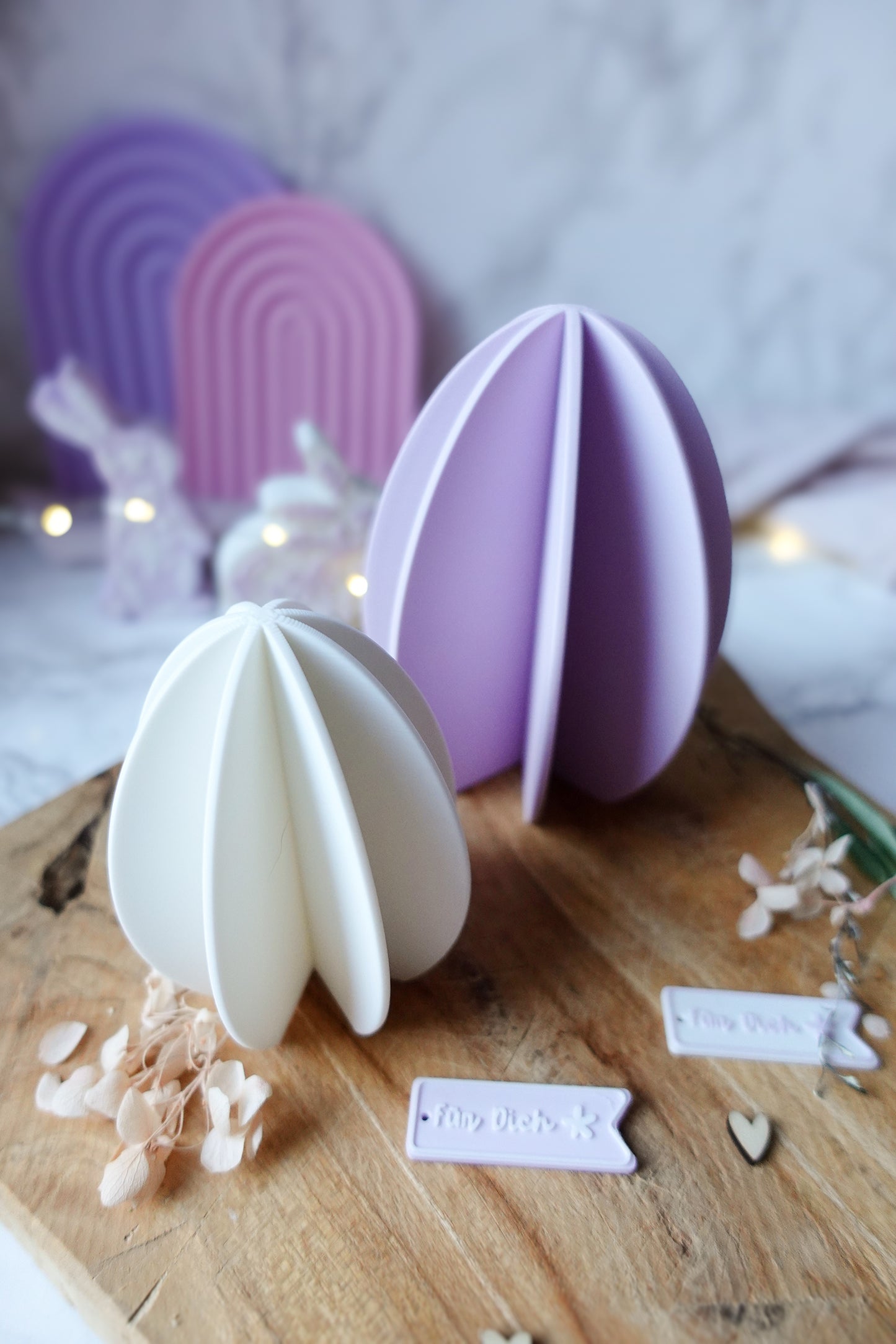 3D Druckdatei Modernes Osterei | STL & 3MF | Frühlings- und Osterdeko | Gratis „Für dich“ Anhänger