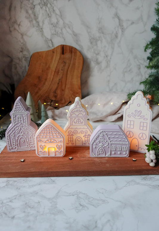 Glowvillage – Winterdorf 3D-Druckdatei | 5 Lichterhäuser (STL & 3MF)