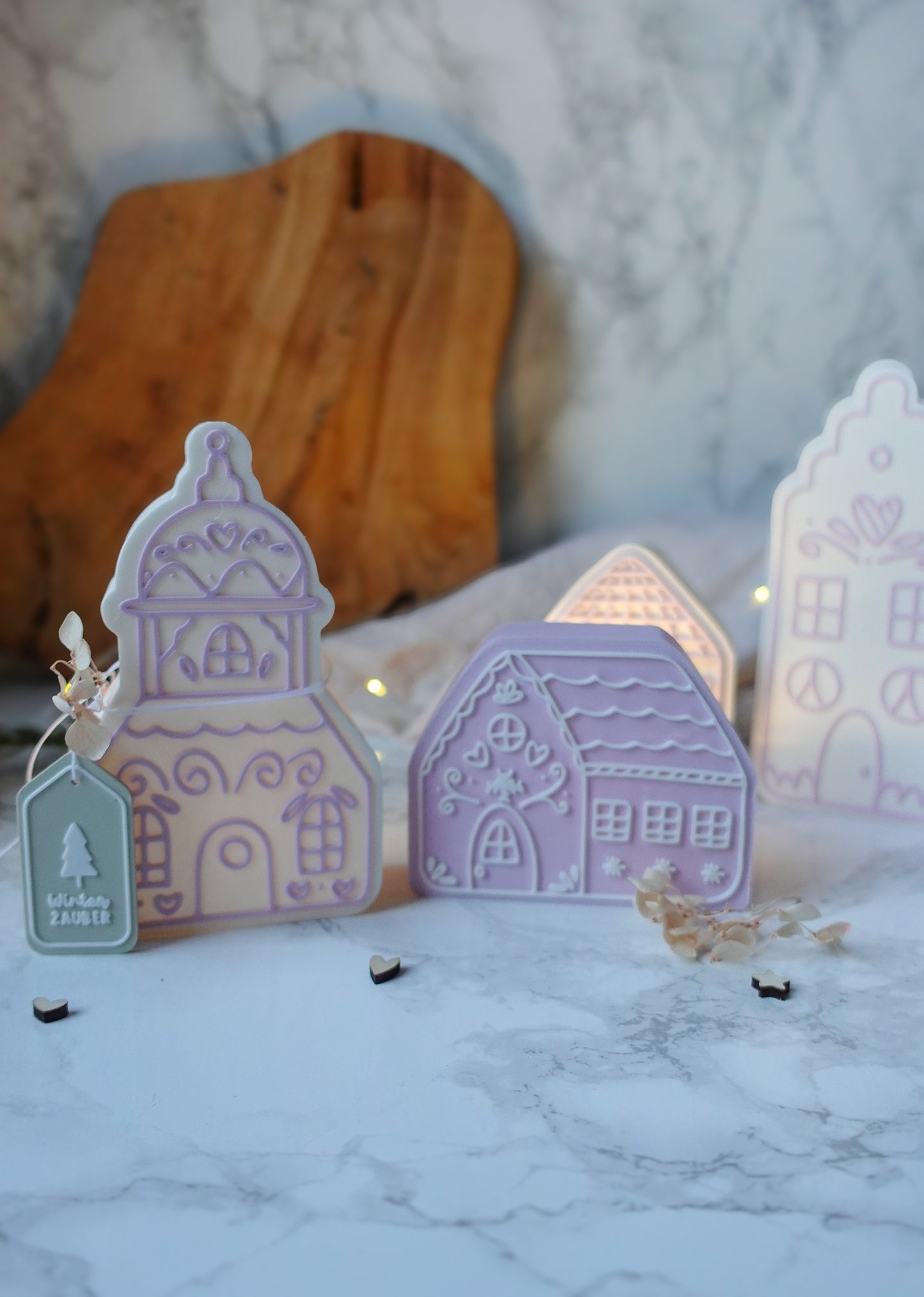 Glowvillage – Winterdorf 3D-Druckdatei | 5 Lichterhäuser (STL & 3MF)
