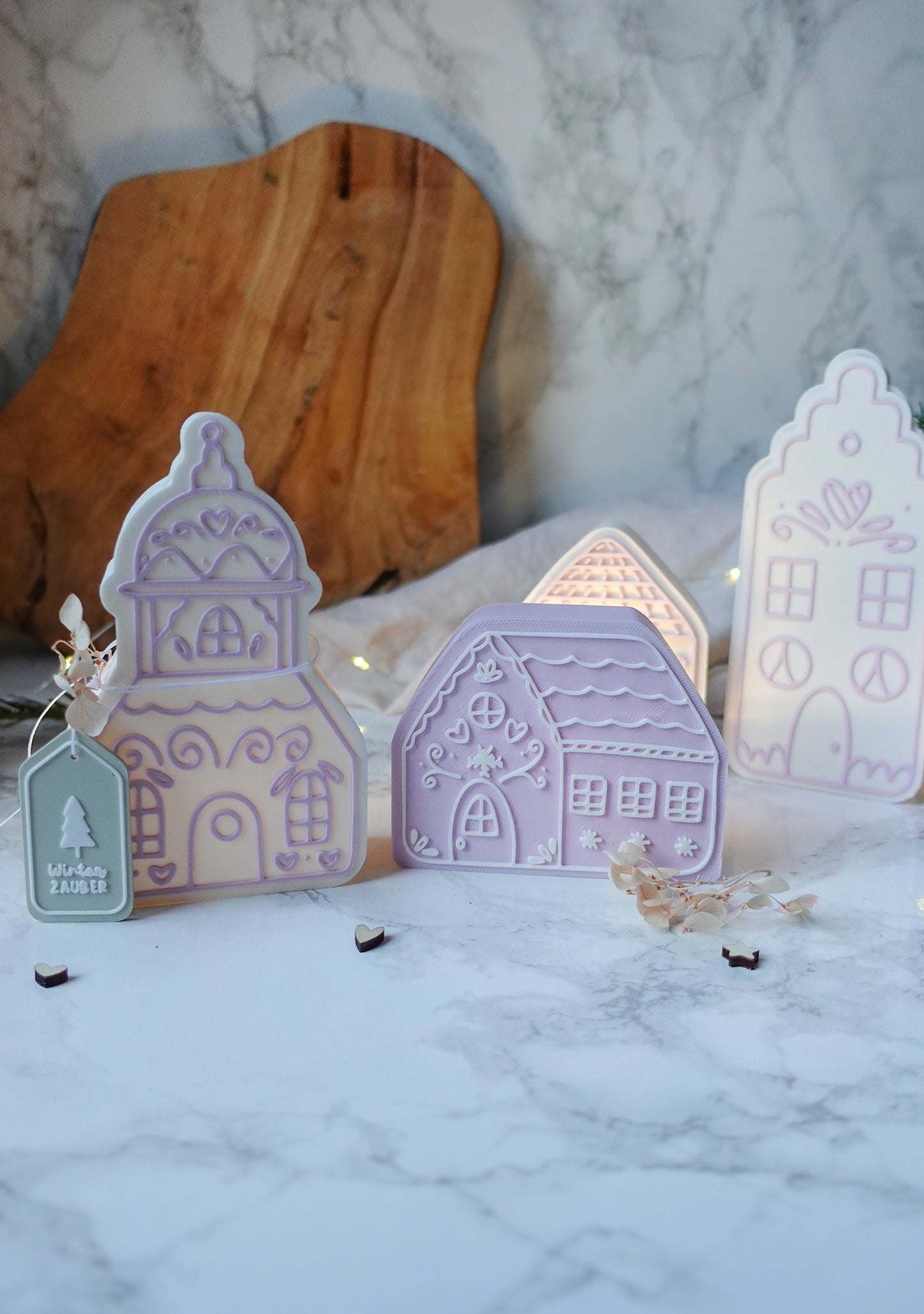 Glowvillage – Winterdorf 3D-Druckdatei | 5 Lichterhäuser (STL & 3MF)
