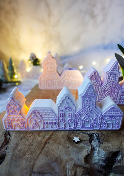 Glowvillage – Winterdorf 3D-Druckdatei | Dekoelement mit Aussparung für Trockenblumen (STL & 3MF)