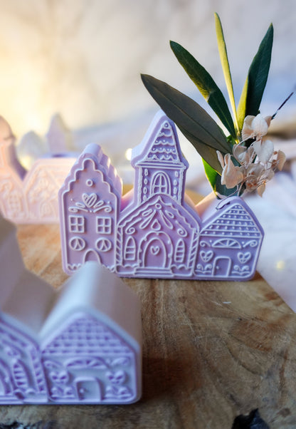 Glowvillage – Winterdorf 3D-Druckdatei | Dekoelement mit Aussparung für Trockenblumen (STL & 3MF)
