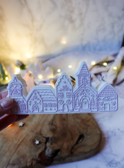Glowvillage – Winterdorf 3D-Druckdatei | Dekoelement mit Aussparung für Trockenblumen (STL & 3MF)