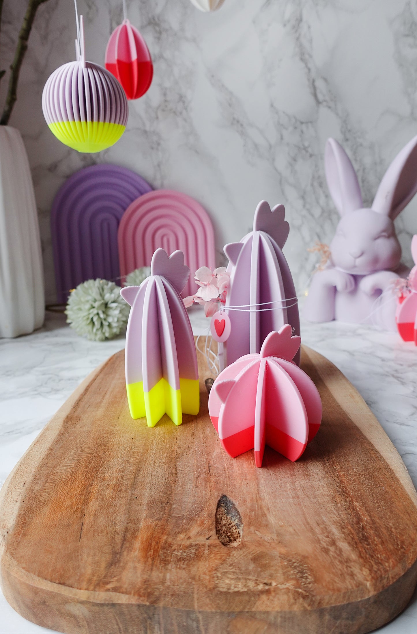 Oster Hühner – 3D Druckdatei für moderne Deko (inkl. gratis Herzanhänger) / 3MF & STL (Kopie)