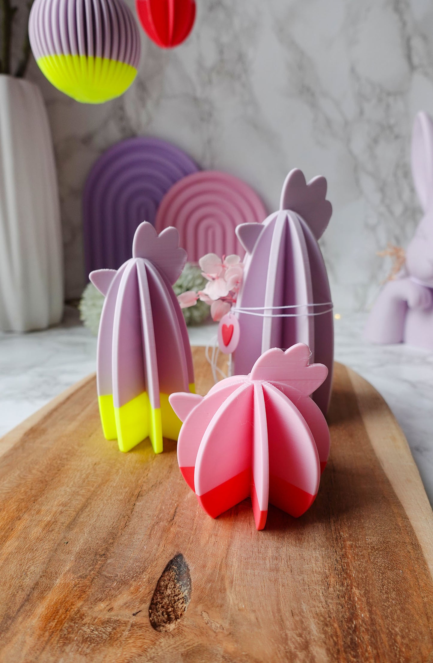 Oster Hühner – 3D Druckdatei für moderne Deko (inkl. gratis Herzanhänger) / 3MF & STL (Kopie)