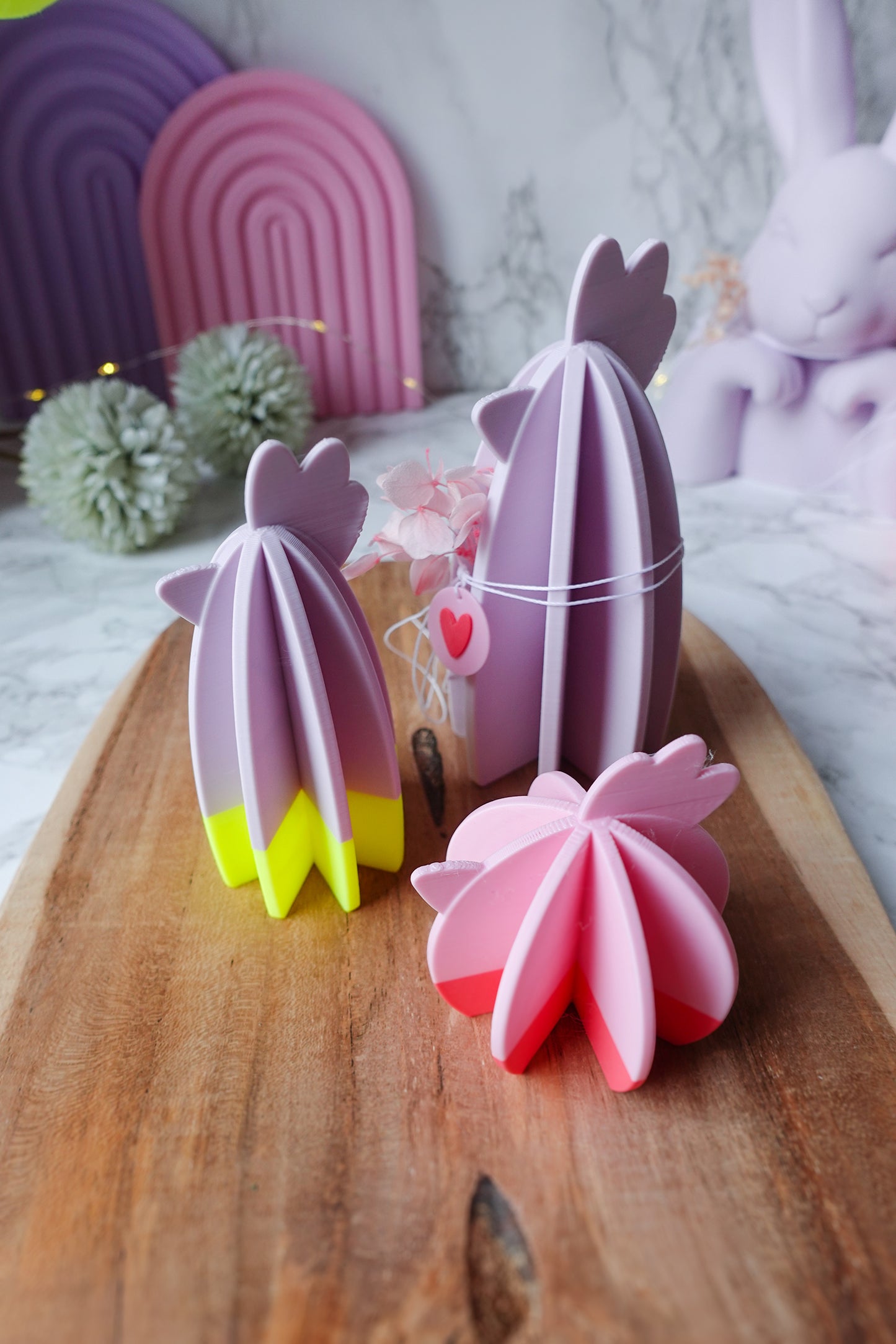 Oster Hühner – 3D Druckdatei für moderne Deko (inkl. gratis Herzanhänger) / 3MF & STL (Kopie)