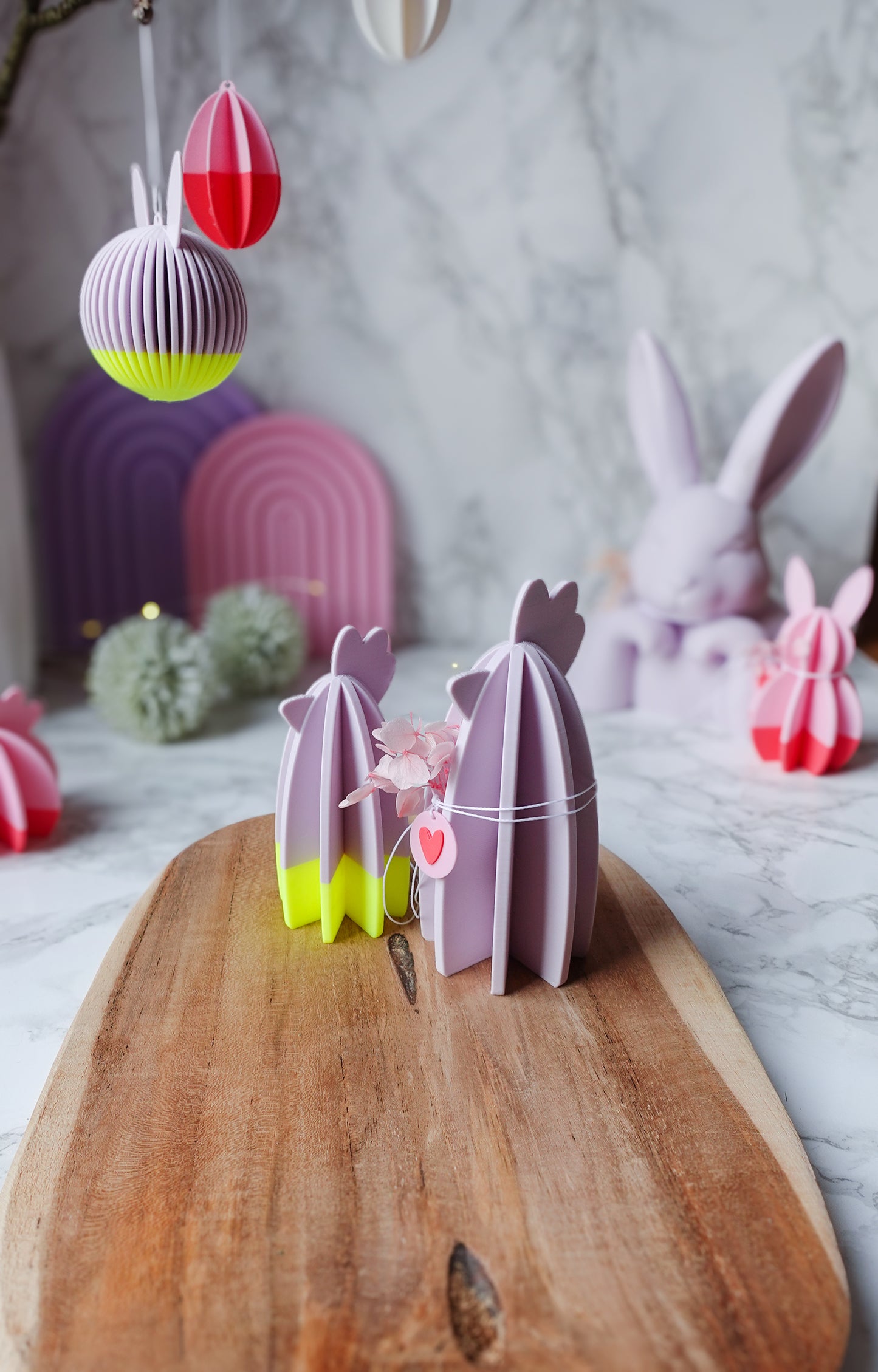 Oster Hühner – 3D Druckdatei für moderne Deko (inkl. gratis Herzanhänger) / 3MF & STL (Kopie)