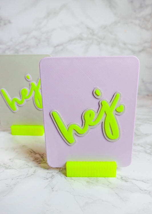 Spruchtafel Hej | STL & 3MF | 3D Druckdatei