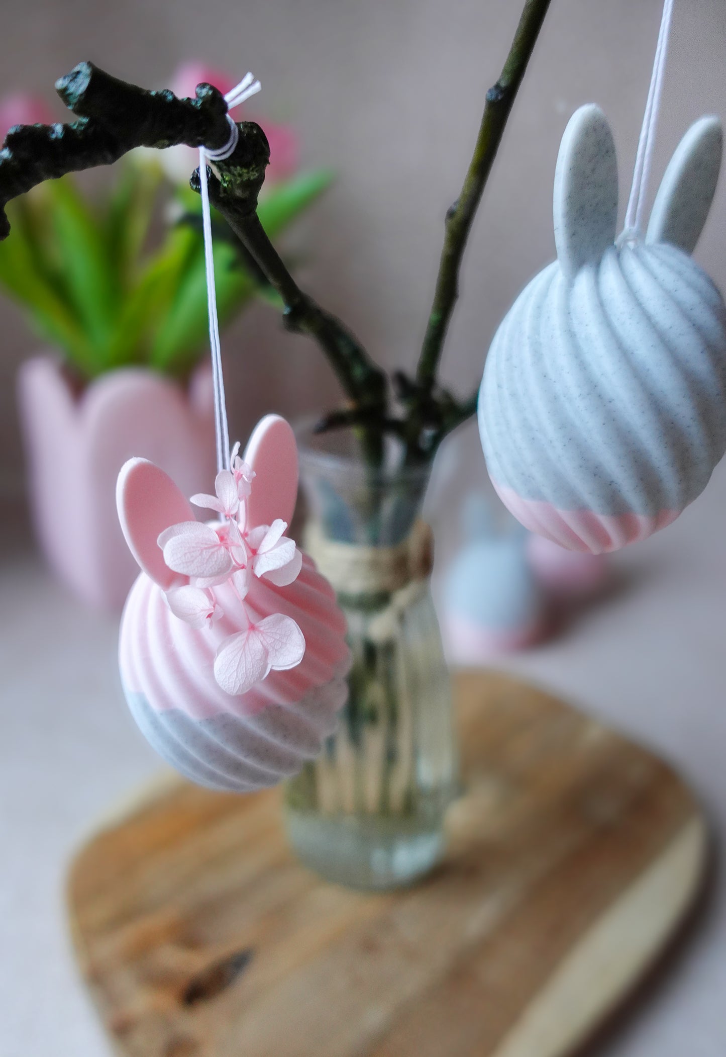 Swirl Hasen Anhänger – 3D Druckdatei STL & 3MF | Moderne Osterdeko zum Aufhängen
