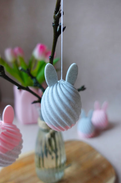 Swirl Hasen Anhänger – 3D Druckdatei STL & 3MF | Moderne Osterdeko zum Aufhängen