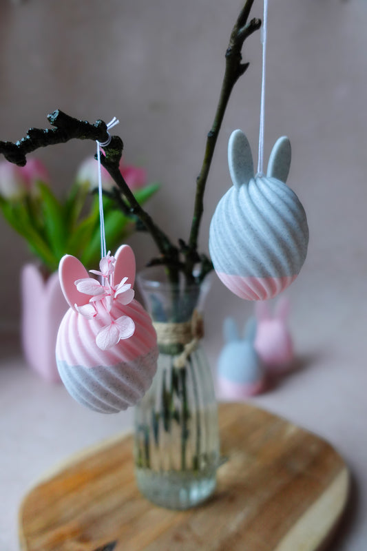 Swirl Hasen Anhänger – 3D Druckdatei STL & 3MF | Moderne Osterdeko zum Aufhängen