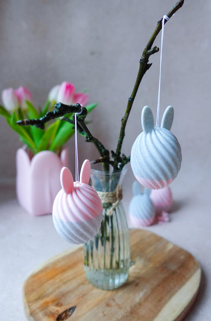 Swirl Hasen Anhänger – 3D Druckdatei STL & 3MF | Moderne Osterdeko zum Aufhängen